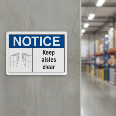 Notice Keep aisles clear
