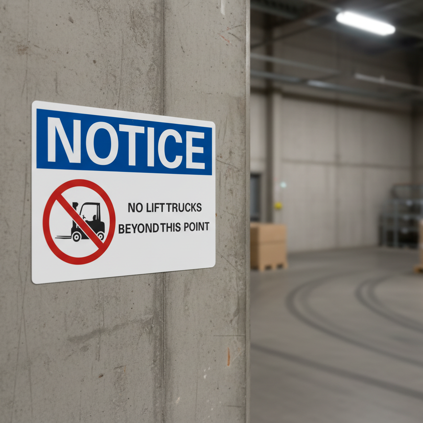 Notice No lift trucks beyond this point