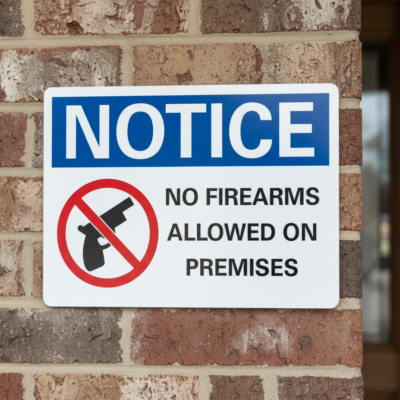 Notice No firearms allowed on premises