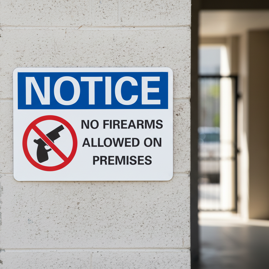 Notice No firearms allowed on premises