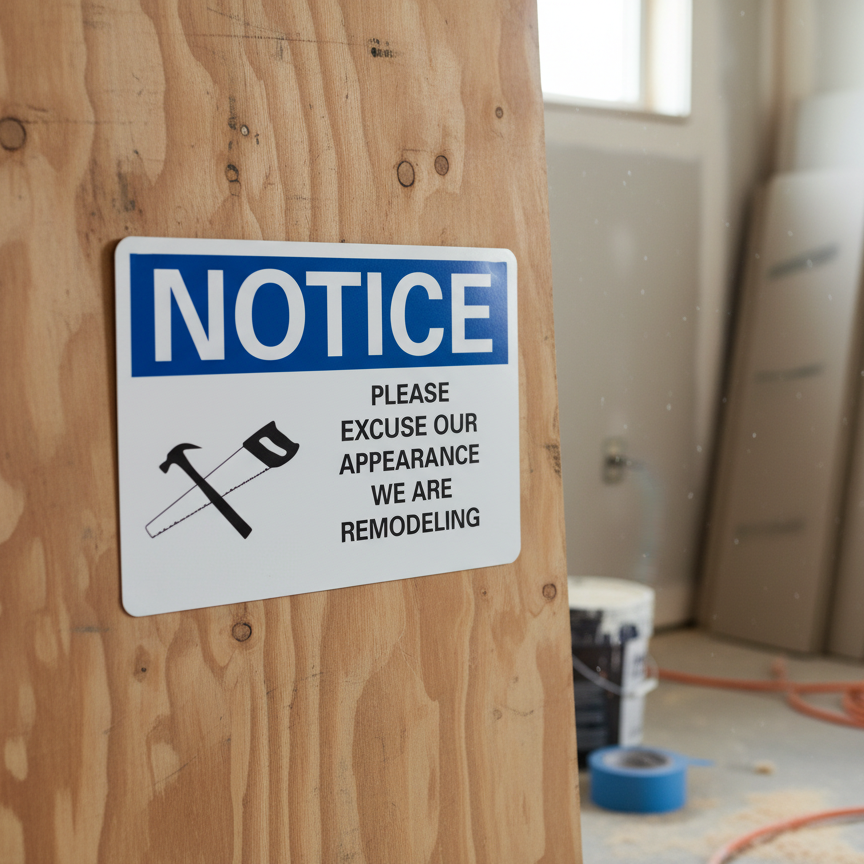 Notice Please excuse our appearance we are remodeling