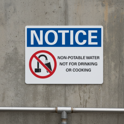 Notice Non-potable water not for drinking or cooking