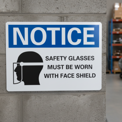Notice Safety glasses must be worn with face shield