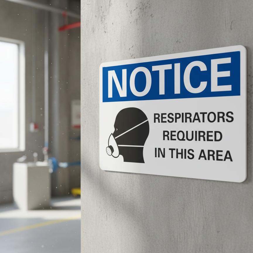 Notice Respirators required in this area