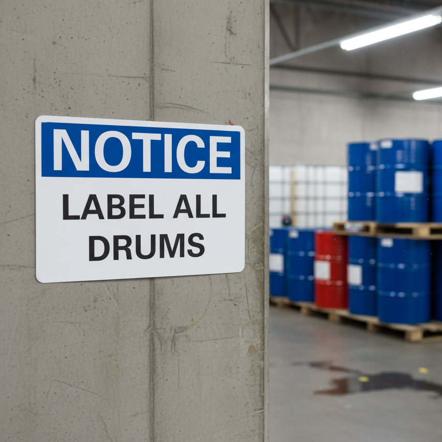 Notice Label all drums