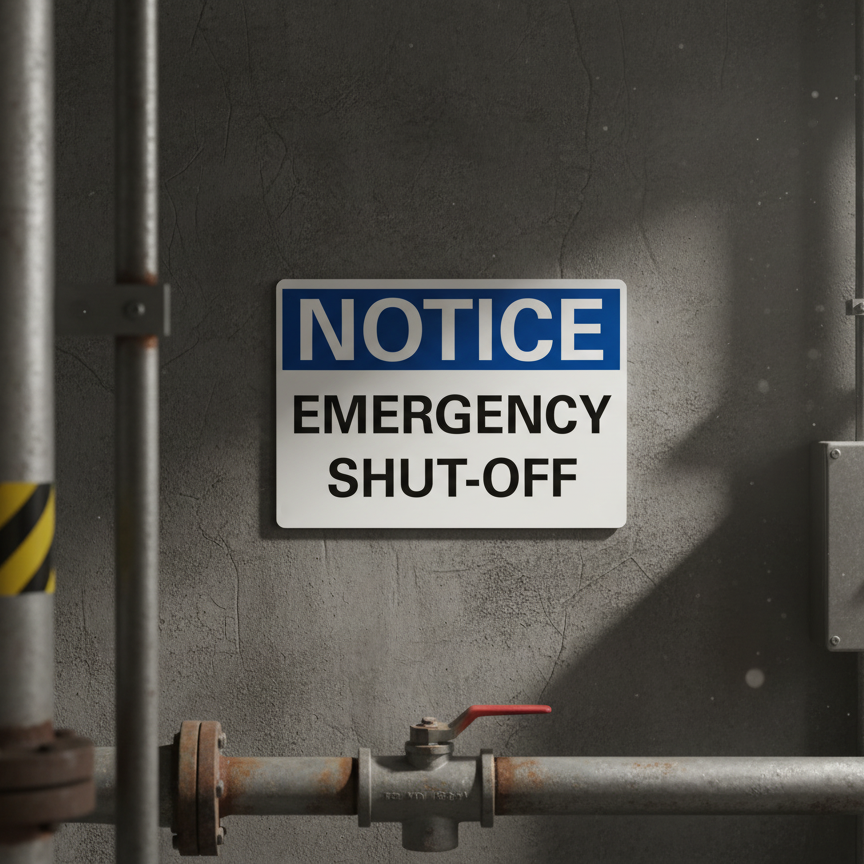 Notice Emergency shut-off