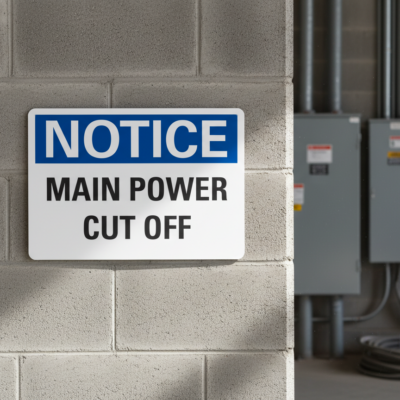 Notice Main power cut off
