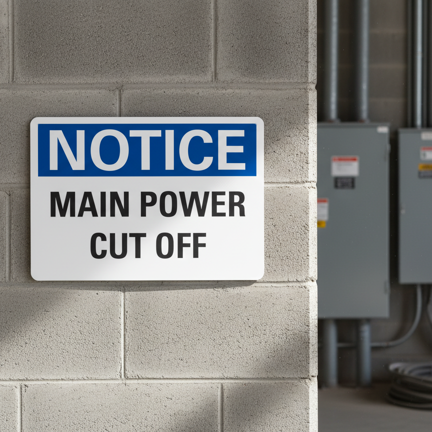 Notice Main power cut off