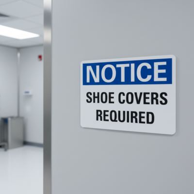 Notice Shoe covers required