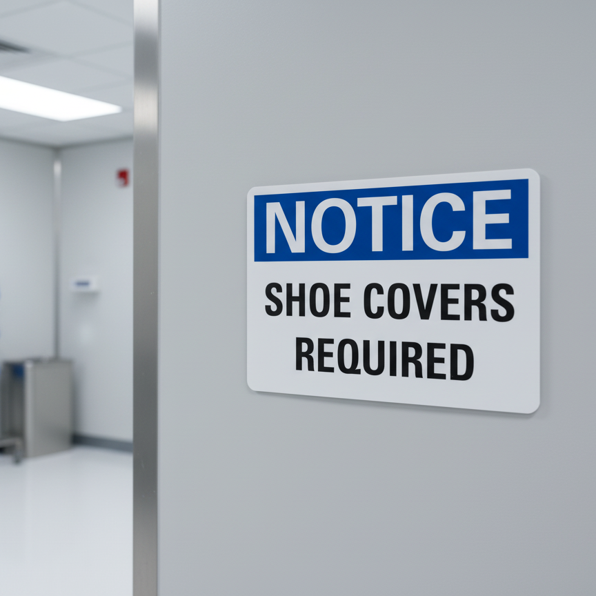 Notice Shoe covers required