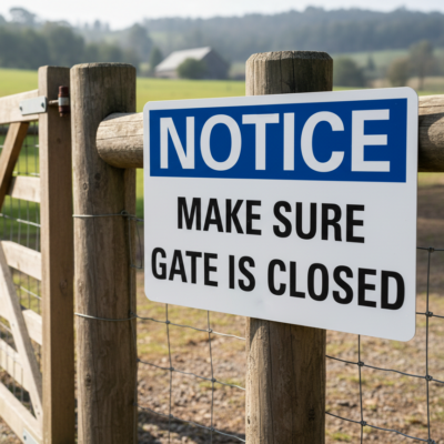 Notice Make sure gate is closed