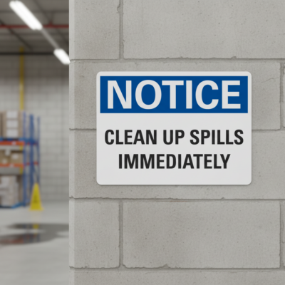 Notice Clean up spills immediately