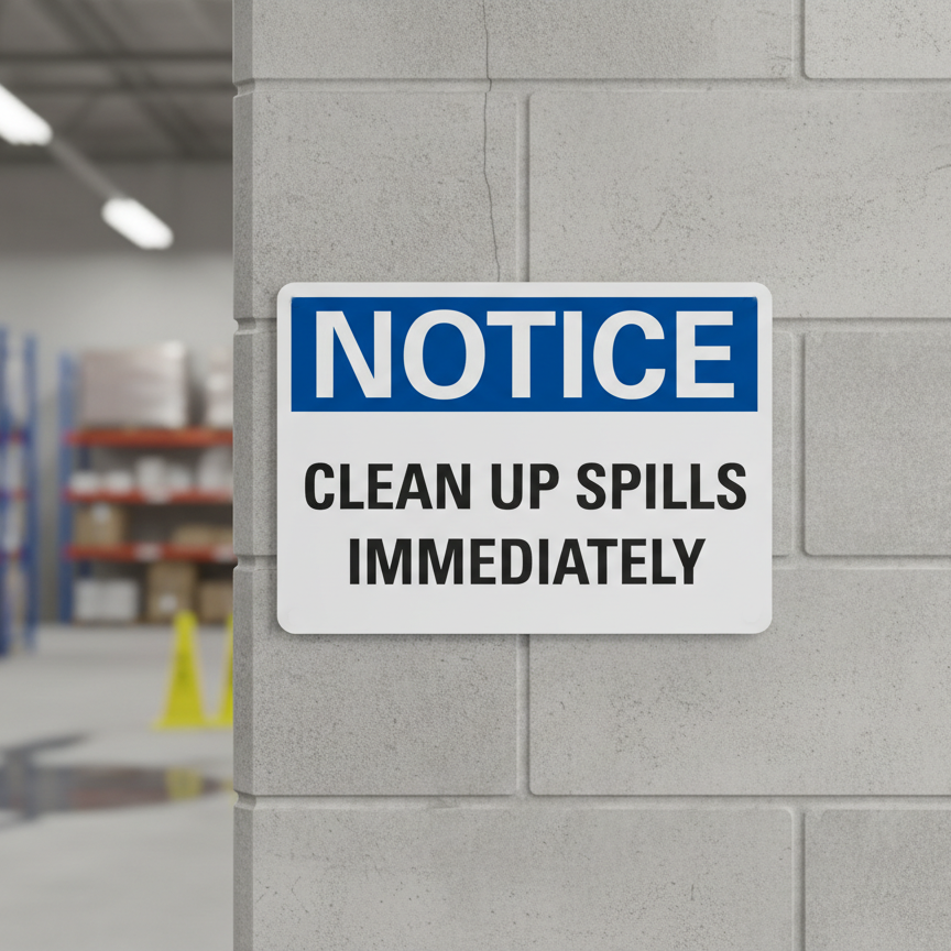Notice Clean up spills immediately - Image 2