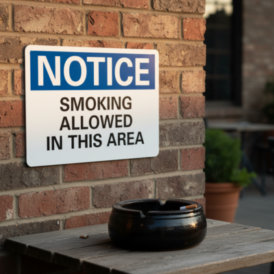 Notice Smoking allowed in this area