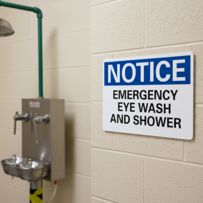 Notice Emergency eye wash and shower