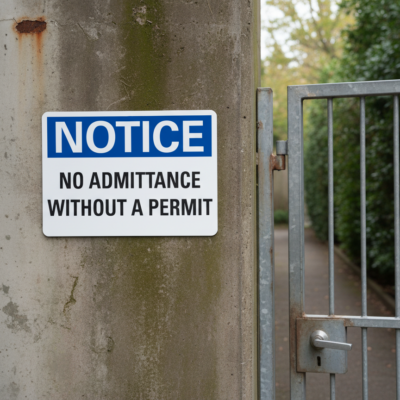 Notice No admittance without a permit