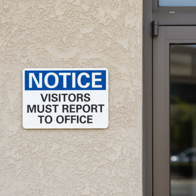 Notice Visitors must report to office