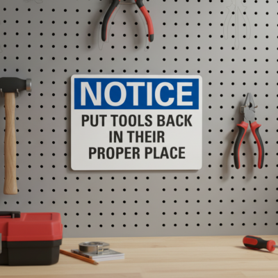 Notice Put tools back in their proper place