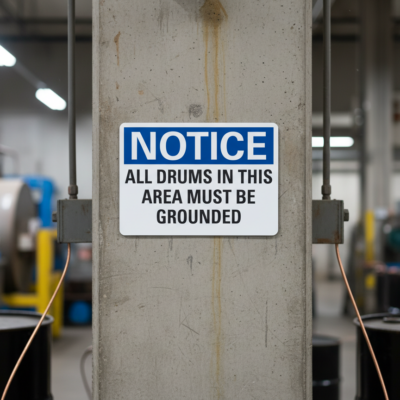 Notice All drums in this area must be grounded