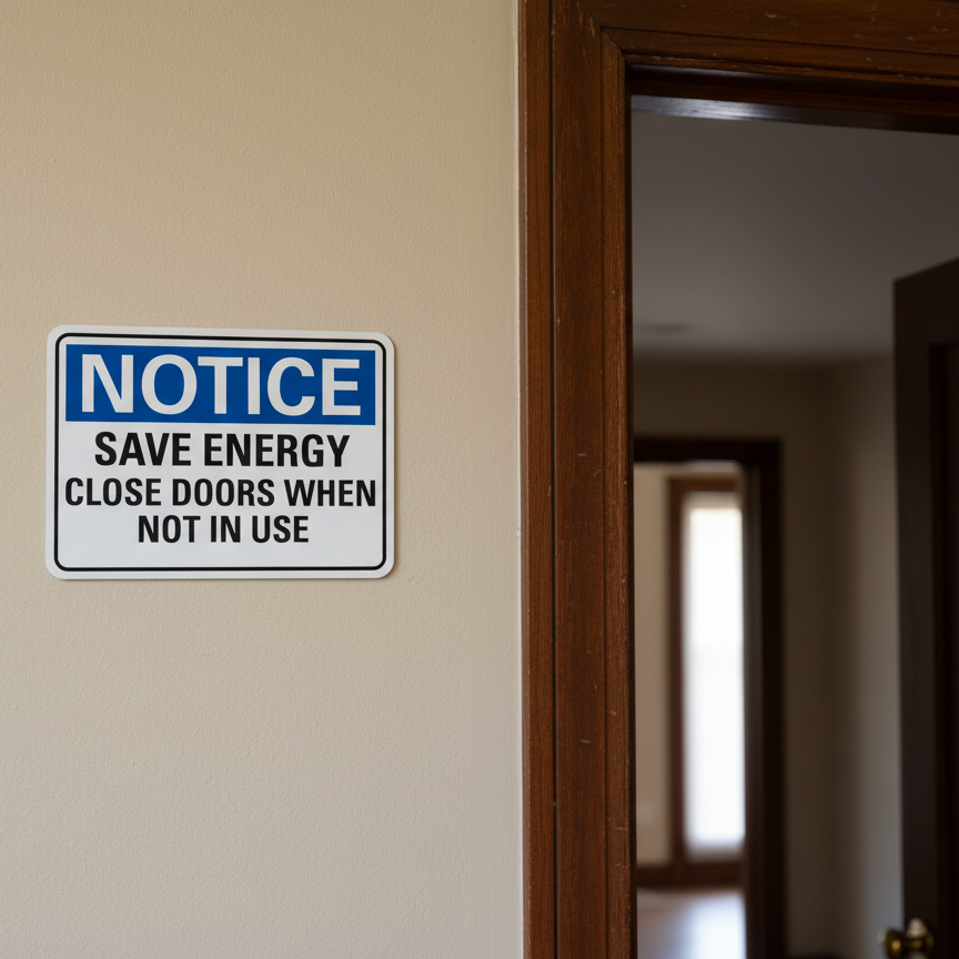 Notice Save energy close doors when not in use