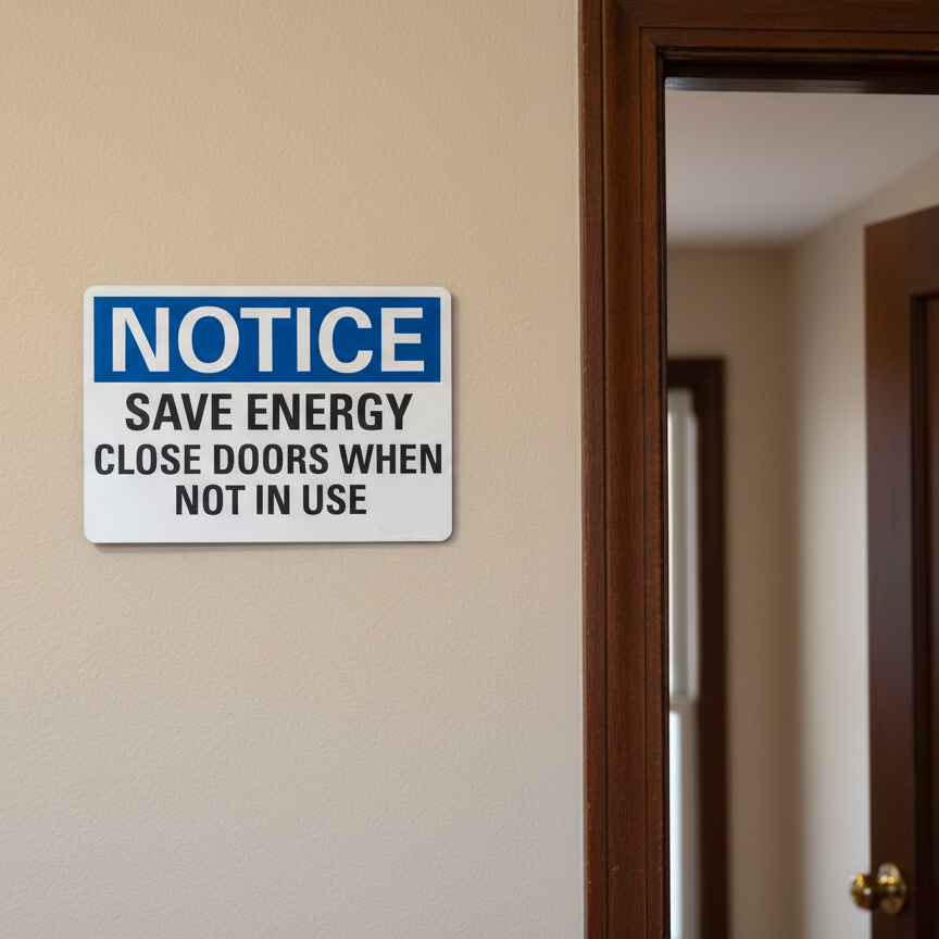 Notice Save energy close doors when not in use - Image 2