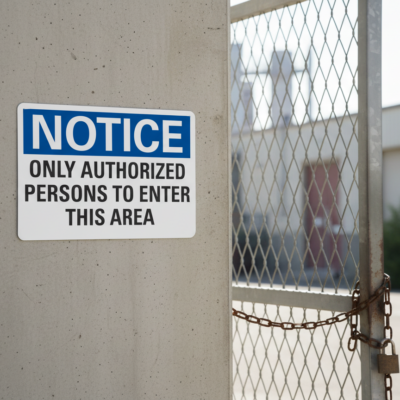 Notice Only authorized persons to enter this area