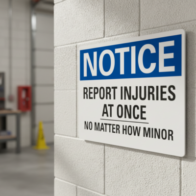 Notice Report injuries at once no matter how minor