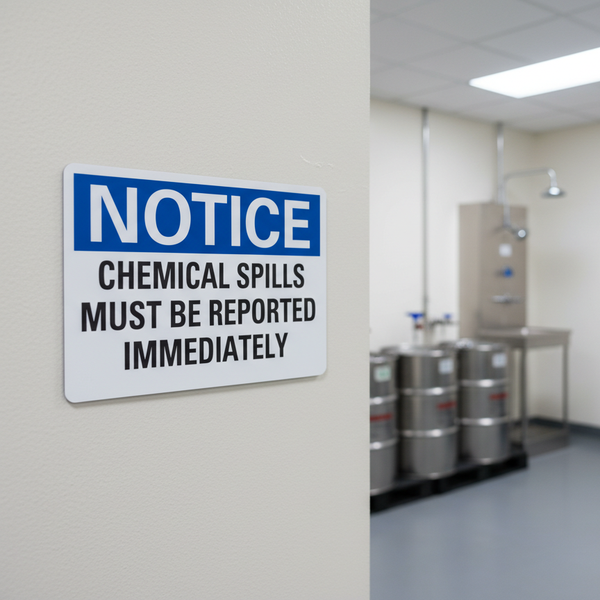 Notice Chemical spills must be reported immediately - Image 2
