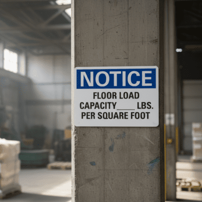 Notice Floor load capacity____ lbs. Per square foot.