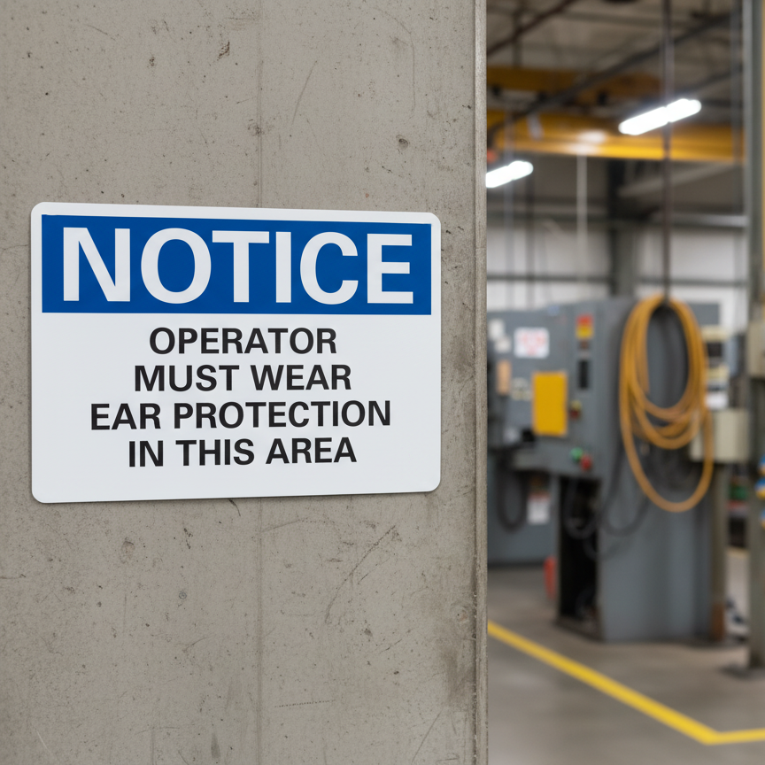 Notice Operator must wear ear protection in this area