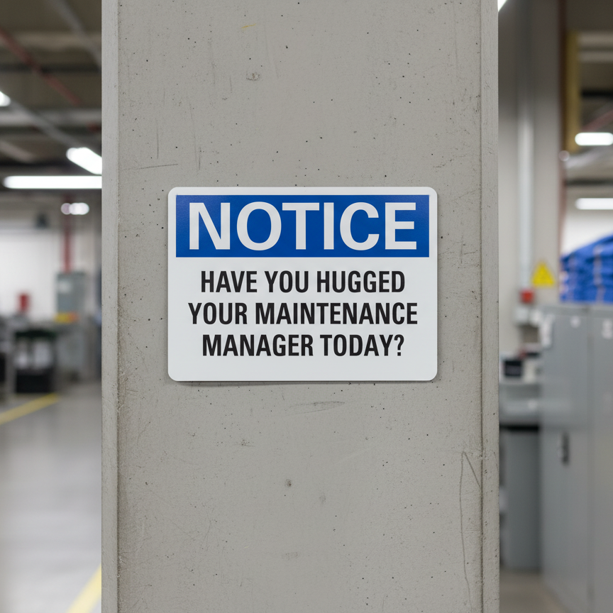 Notice Have you hugged your maintenance manager today?
