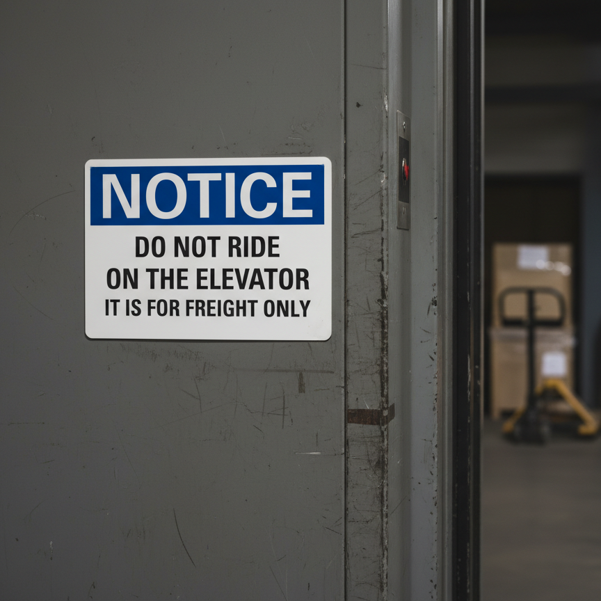 Notice Do not ride on the elevator it is for freight - Image 2