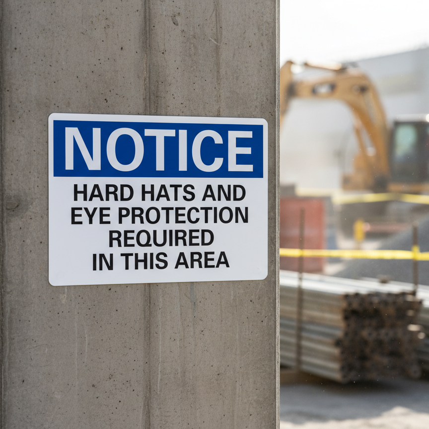 Notice Hard hats and eye protection required in this - Image 2