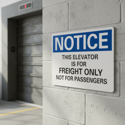 Notice This elevator is for freight only not for