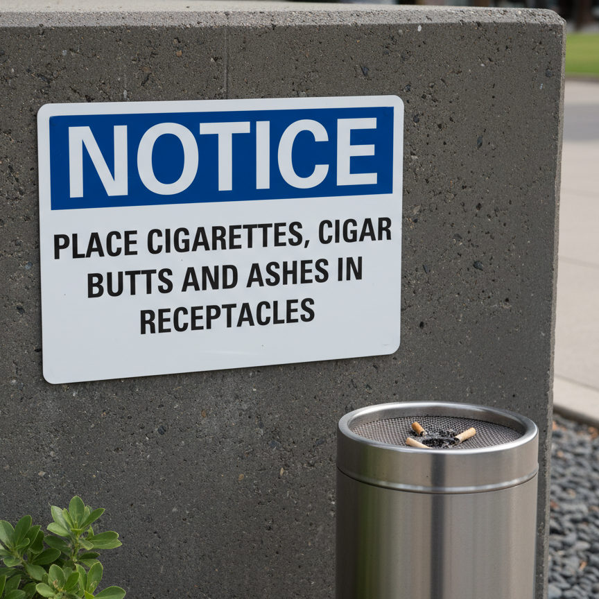 Notice Place cigarettes cigar butts and ashes in - Image 2