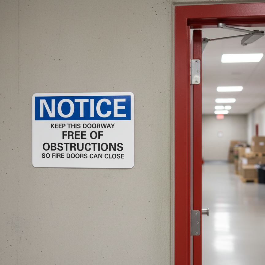 Notice Keep this doorway free of obstructions so fire
