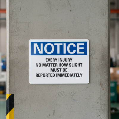 Notice Every injury no matter how slight must be