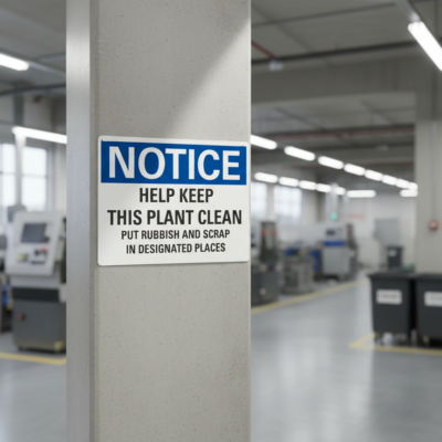 Notice Help keep this plant clean put rubbish and scrap