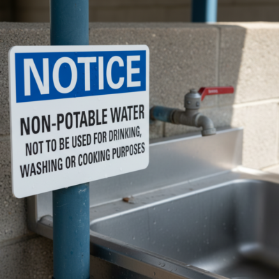 Notice Non-potable water not to be used for drinking