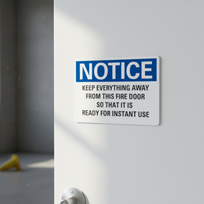 Notice Keep everything away from this fire door so that
