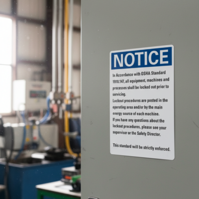 Notice In accordance with osha standard 1910.147 all