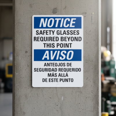 Safety Glasses Required Beyond This Point/