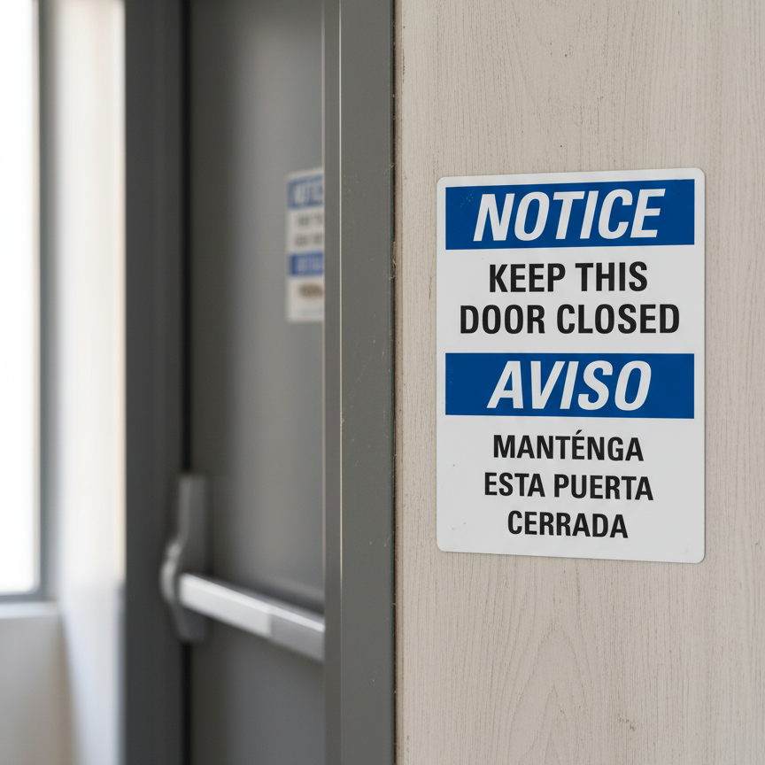 Keep This Door Closed/Mantenga Esta Puerta Cerrada