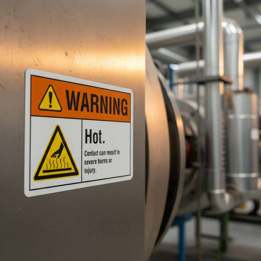 Warning Hot. Contact can result in severe burns or