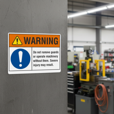 Warning Do not remove guards or operate machinery