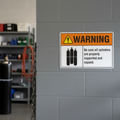 Warning Be sure cylinder is property supported and