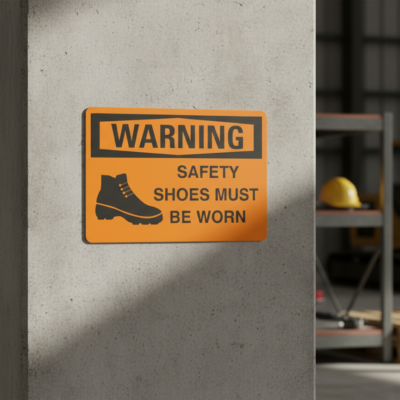 Warning Safety shoes must be worn