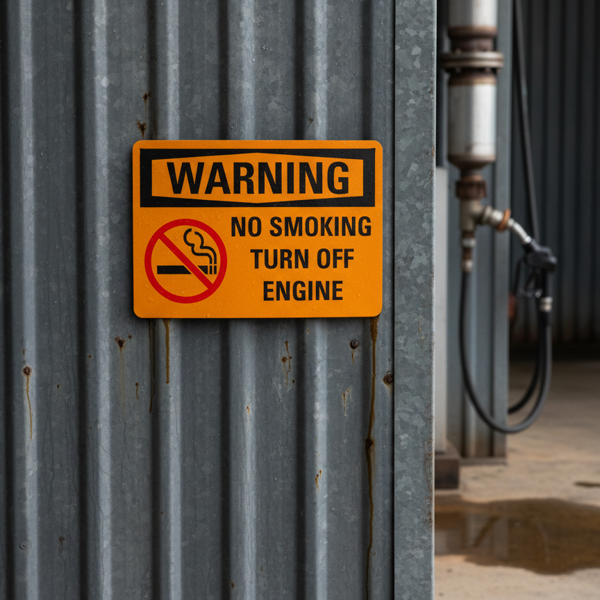 No smoking turn off engine English