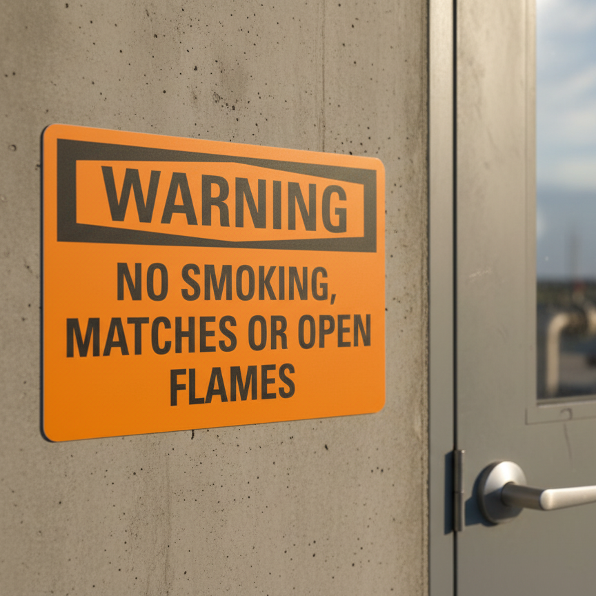 No smoking, matches or open lights English