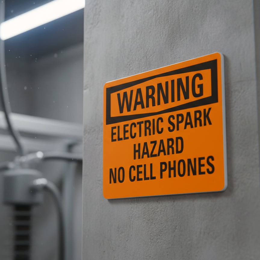 Warning Electric spark hazard no cell phones - Image 2